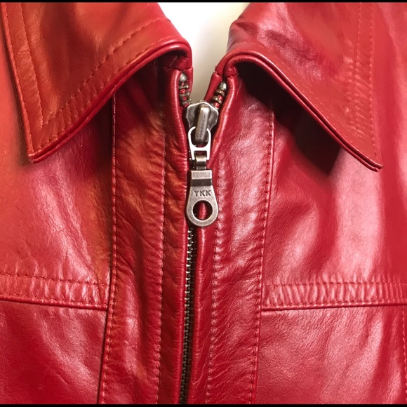 NEW Caslon Red Leather Bomber Style Jacket size Medium Petite - Picture 6 of 9